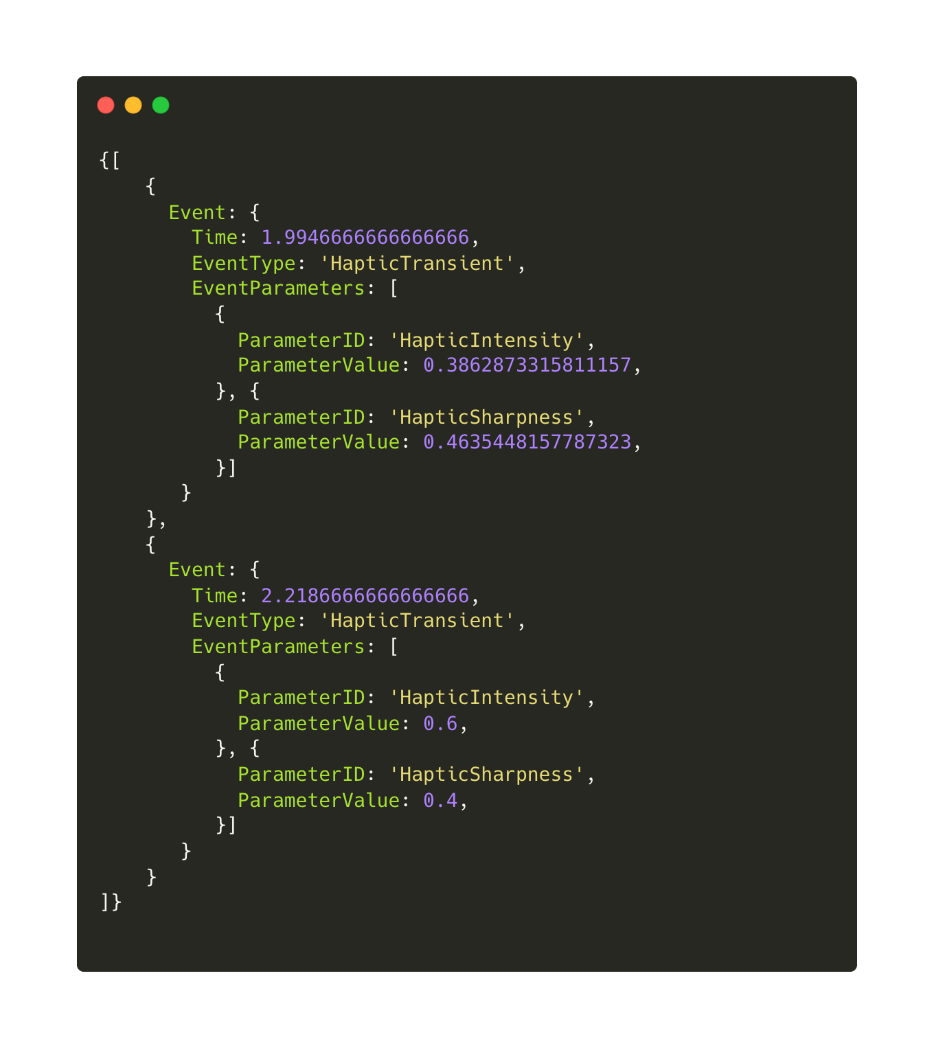 AHAP File Example